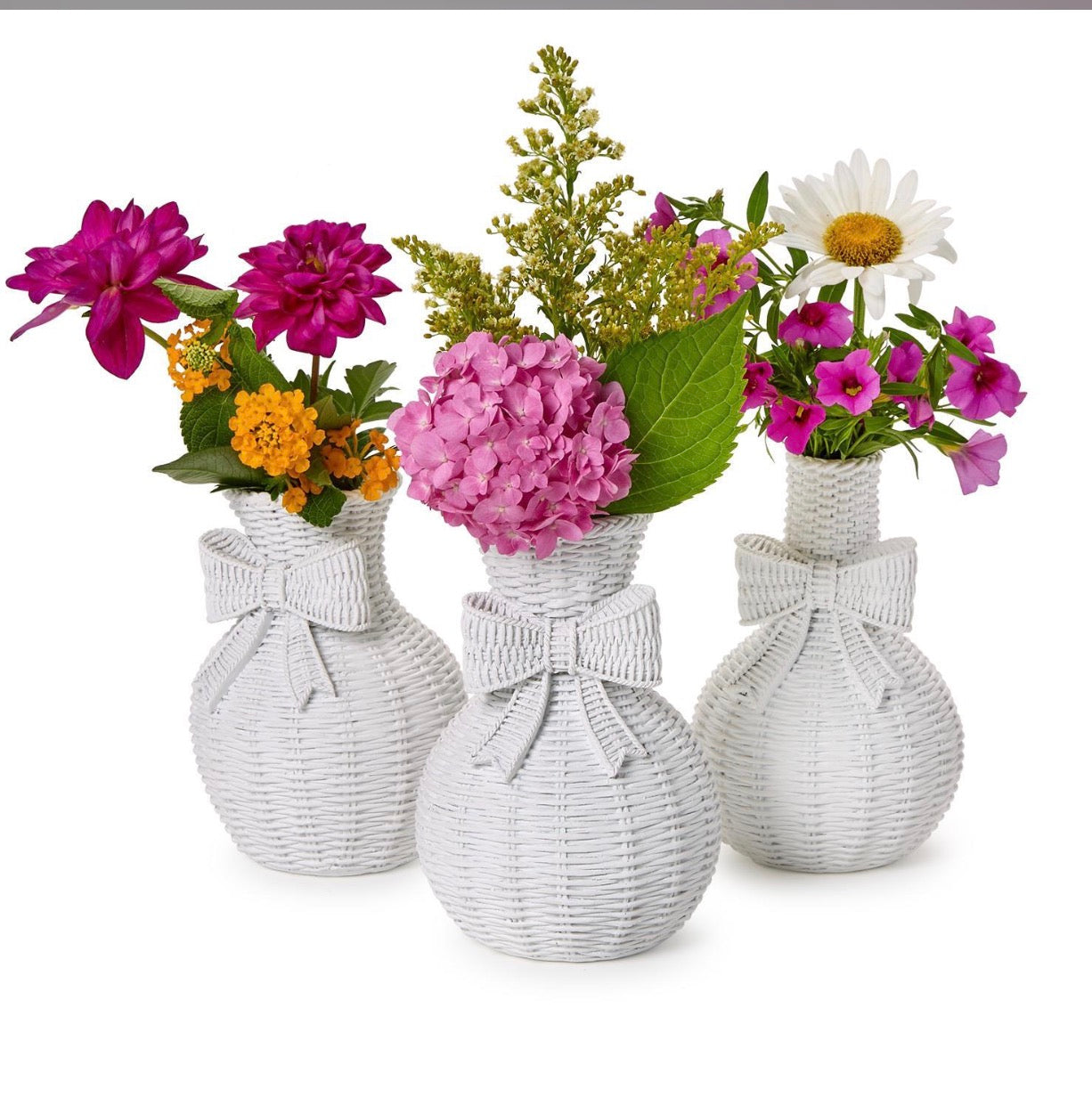 Bowed Beauties Basketweave Resin Vases | Set of 3