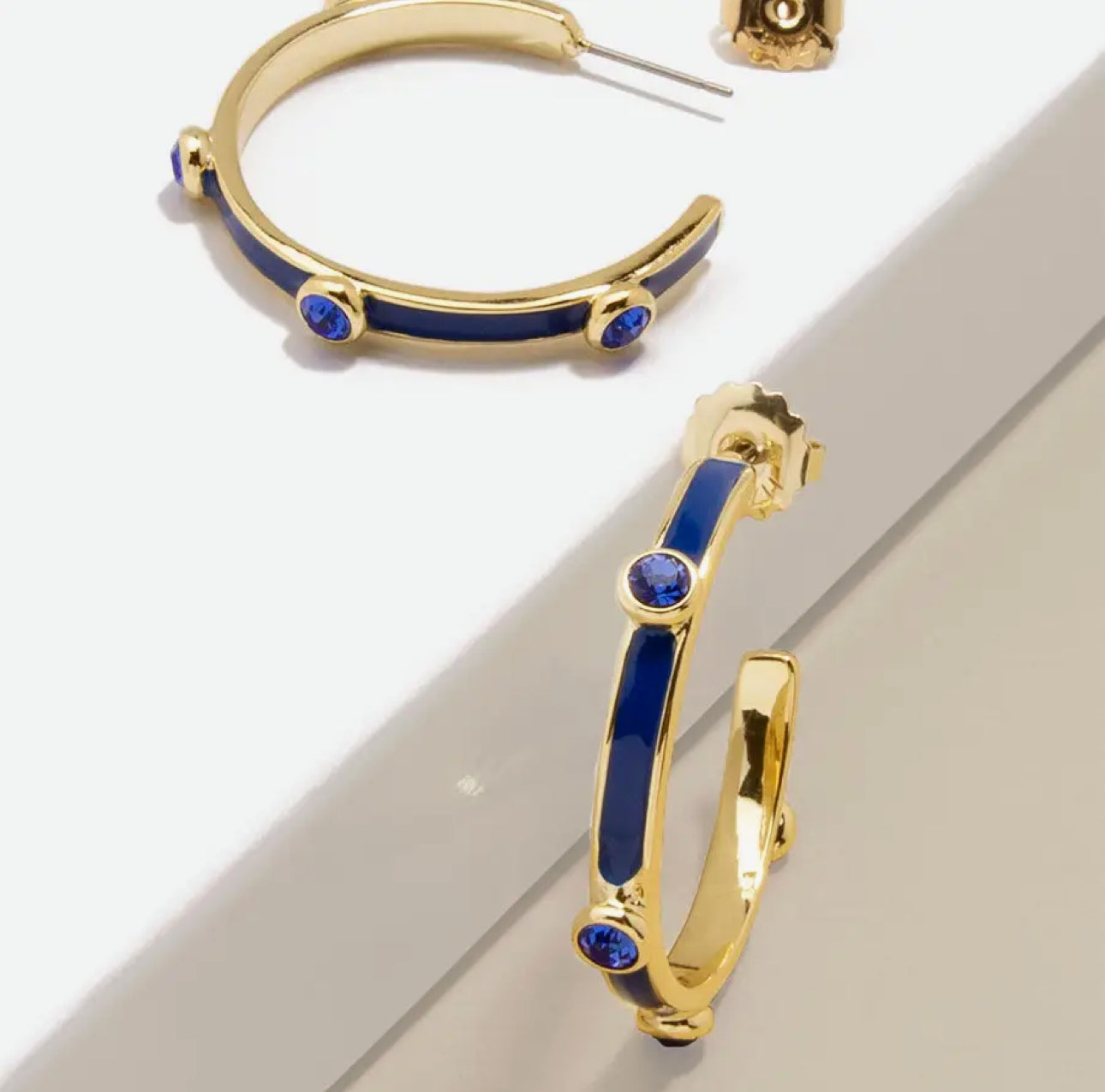 Enamel Crystal Hoop Earring