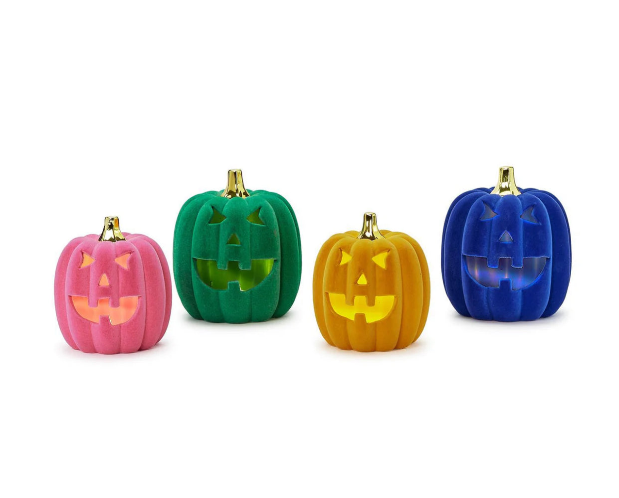 LED Flocked Ceramic Pumpkins