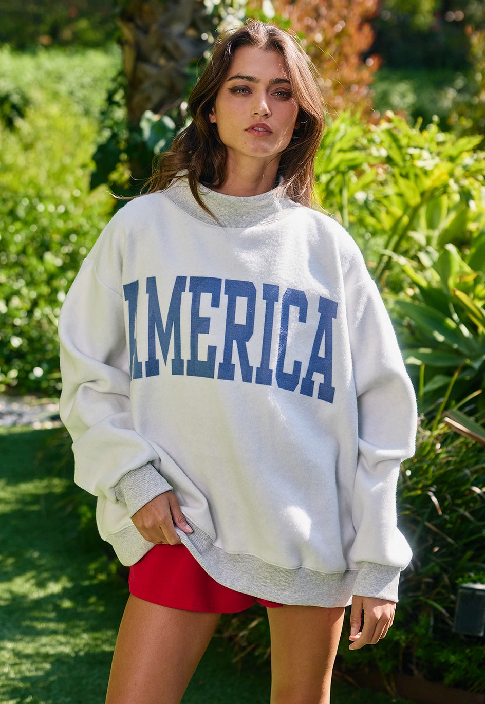 Reversible Usa/America Graphic Mockneck Sweatshirt