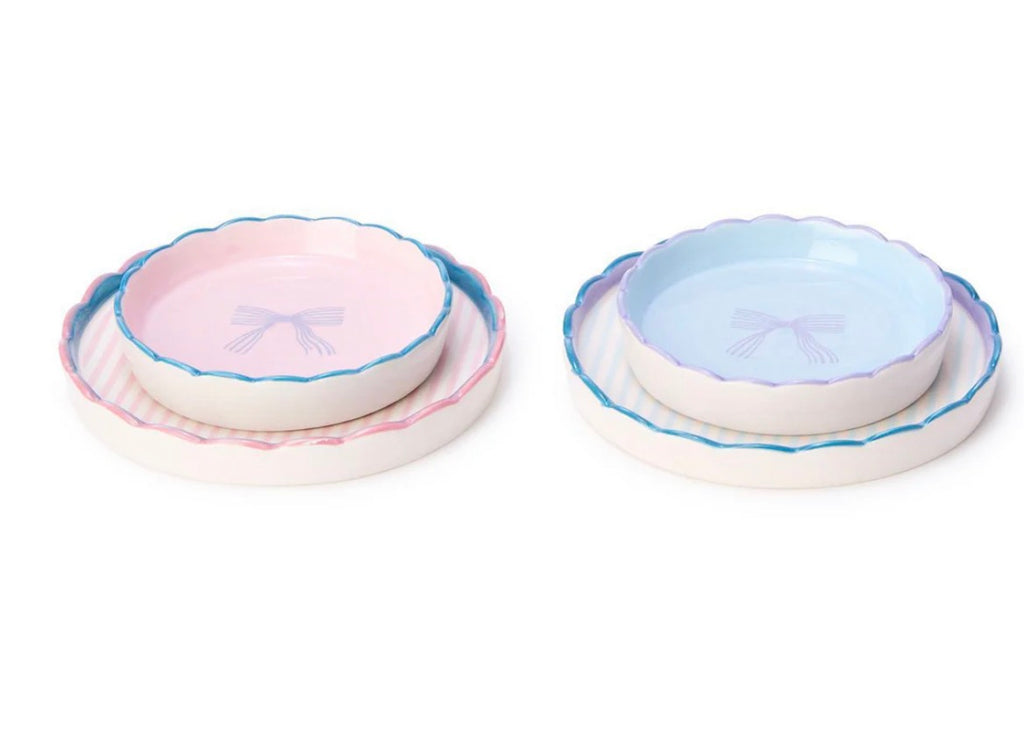 Two's Company | Beautiful Bow Set of 2 Scalloped Edge Trinket Dishes