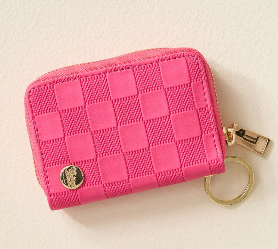 Hot Pink Check Zip Around check Wallet