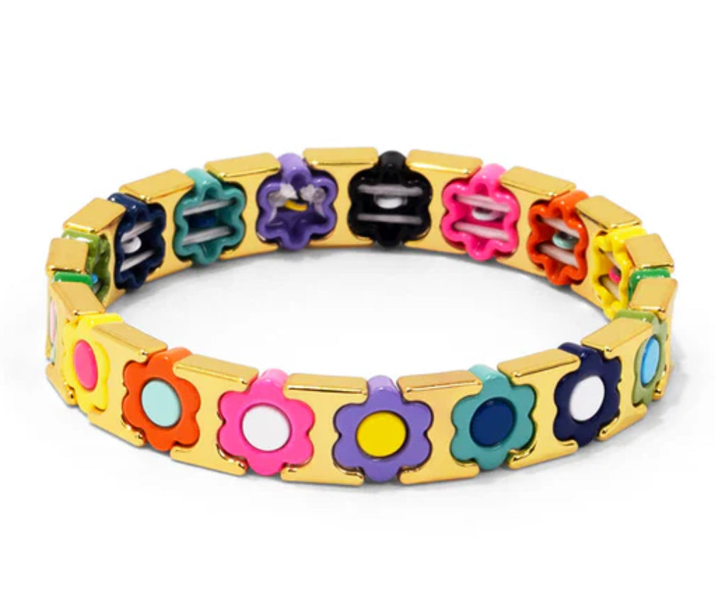 Flower Enamel Stretch Bracelet