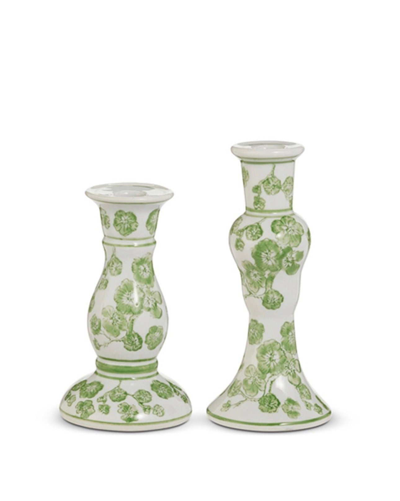 Green Cherry Blossom Candle Sticks | Set of 2