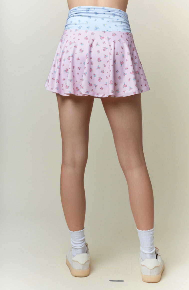Floral Printed Cross Waisted Skort