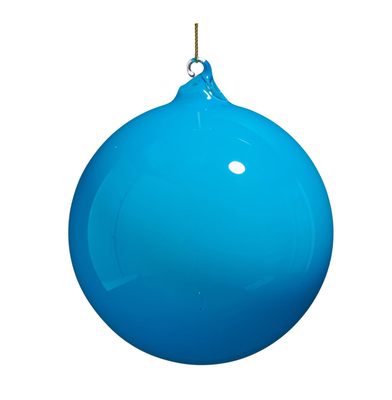 4” Blue Opaque Blown Glass Ornament