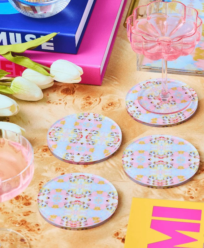 Brooks Avenue Pink Coasters | Boxed Set of 4
