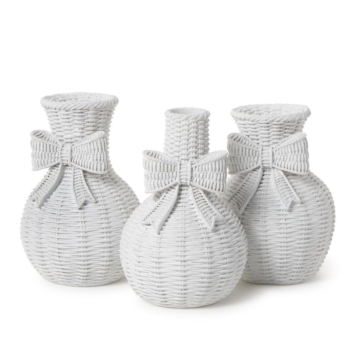 Bowed Beauties Basketweave Resin Vases | Set of 3