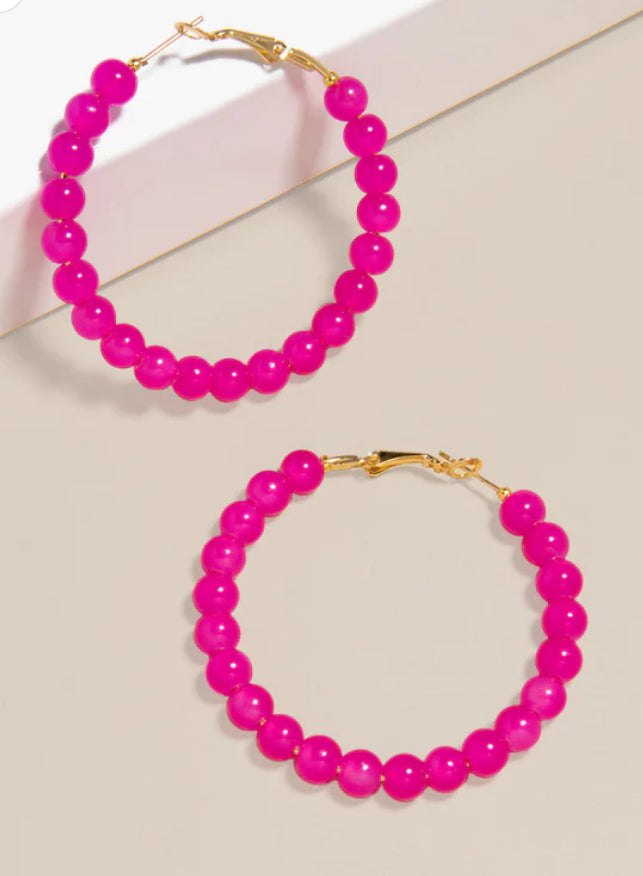 Layla Glass Bead Medium Hoop Earring