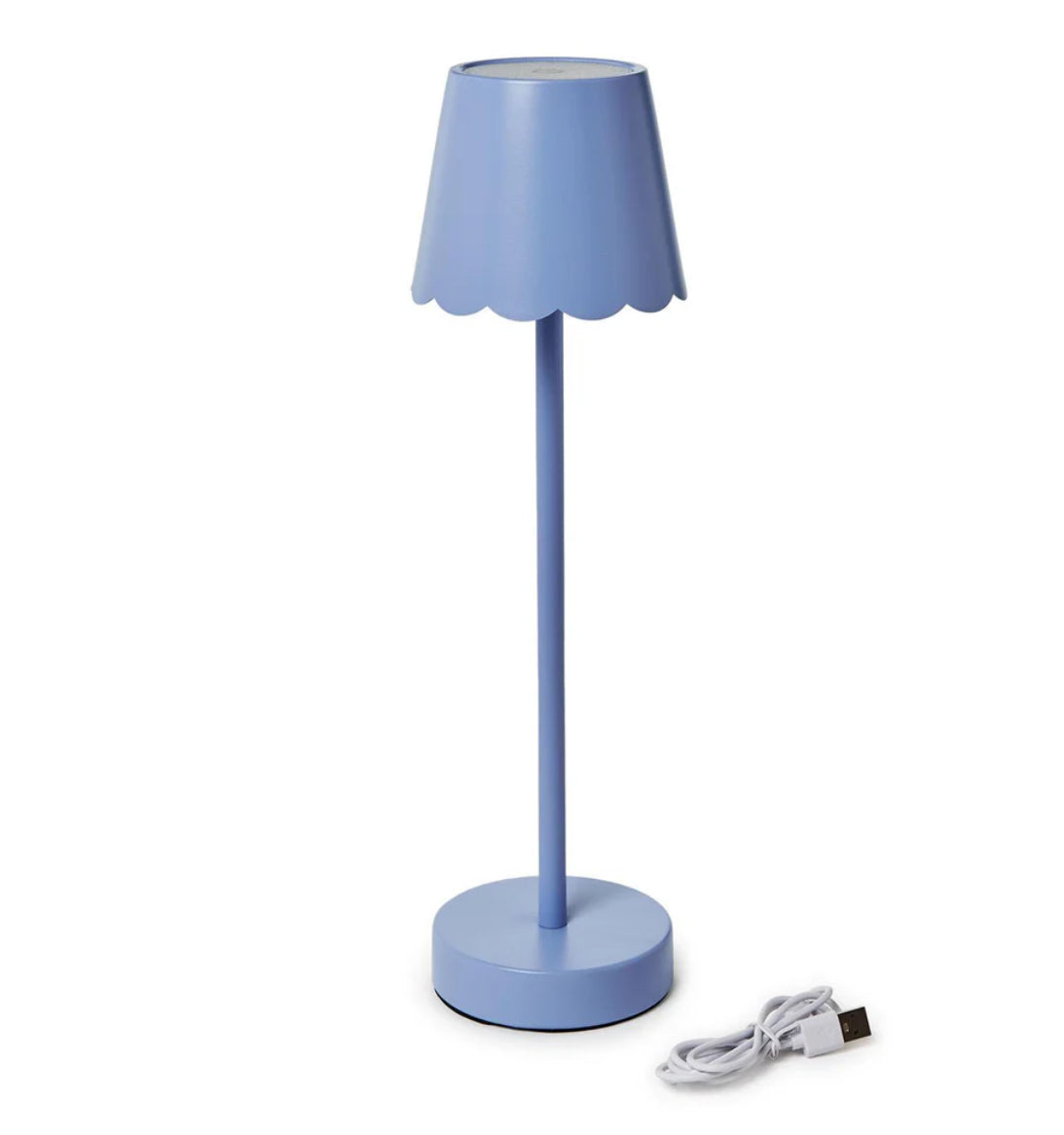 Cordless Rechargeable Scalloped Blue Table Lamp