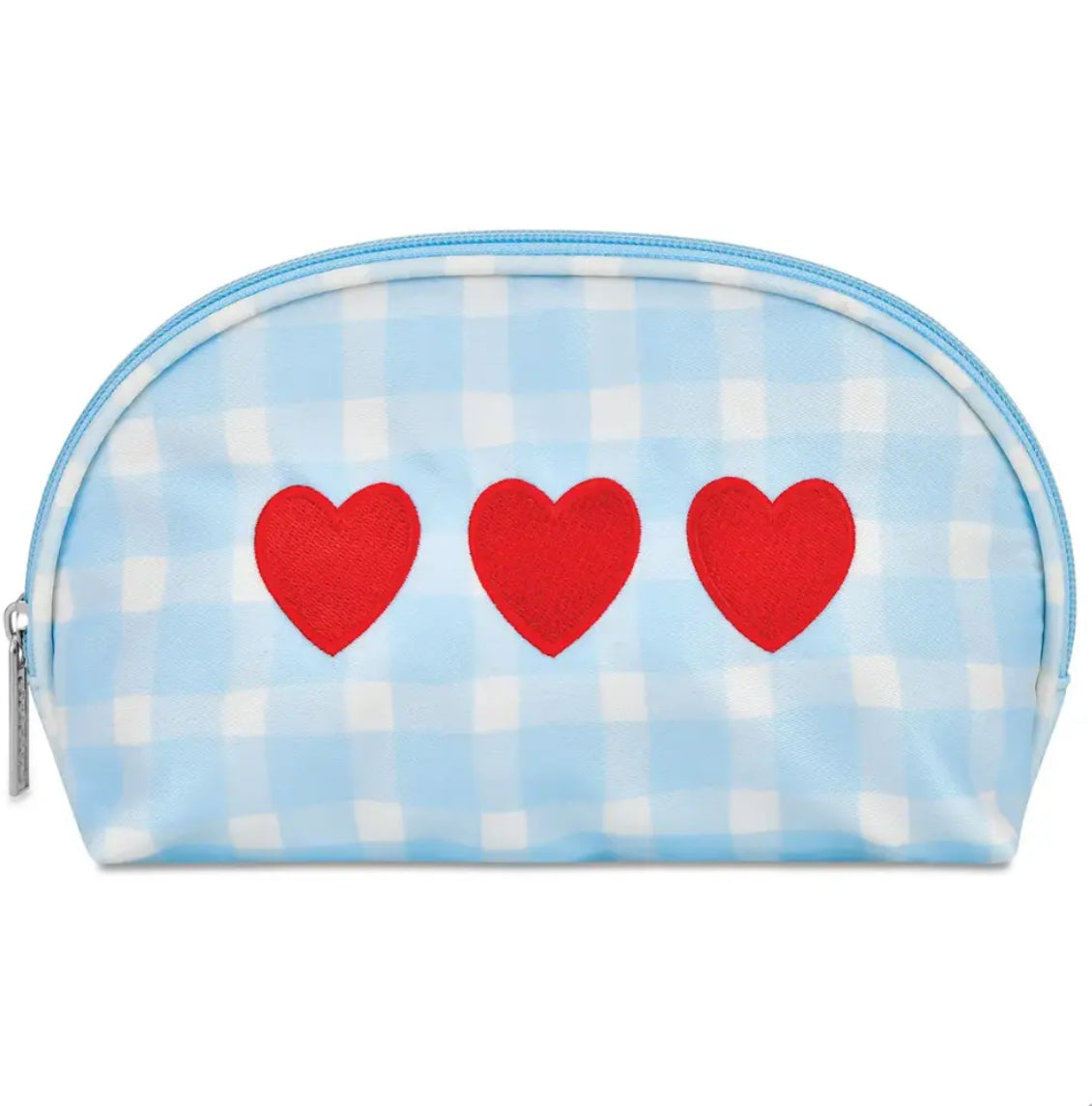 Gingham Hearts Oval Cosmetic Bag