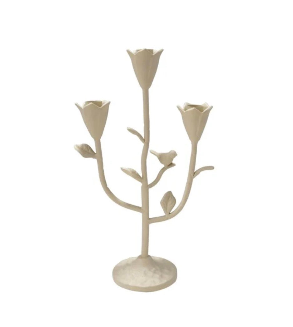Cast Iron Flower Shaped Taper Candle Holder