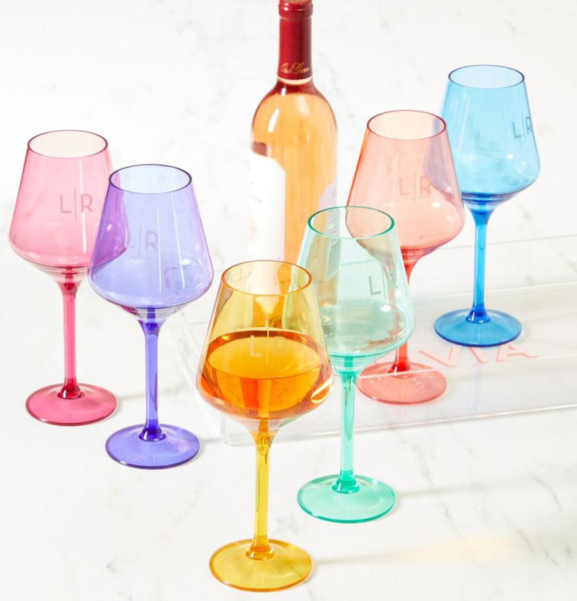 Unbreakable Acrylic Colorful Stemmed Wine Glass Set