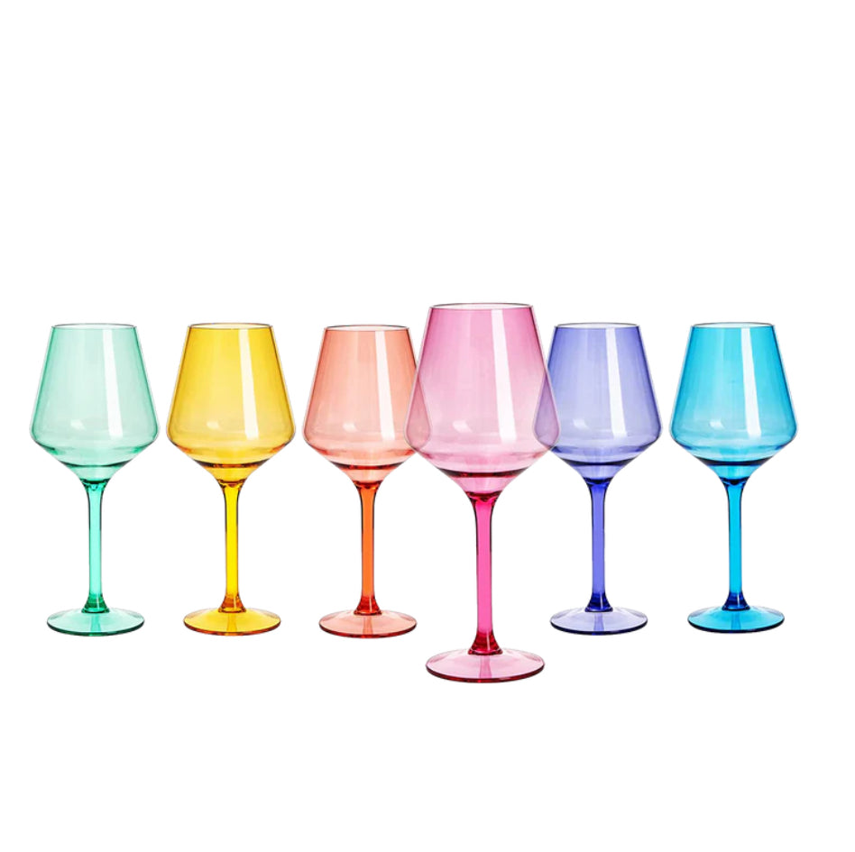 Unbreakable Acrylic Colorful Stemmed Wine Glass Set