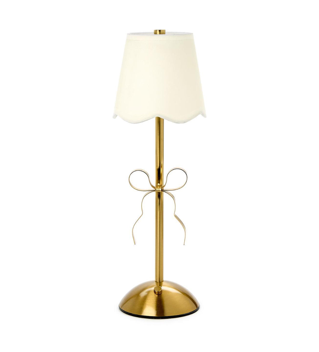 Scallop Shade Gold Bow Rechargeable Touch Lamp