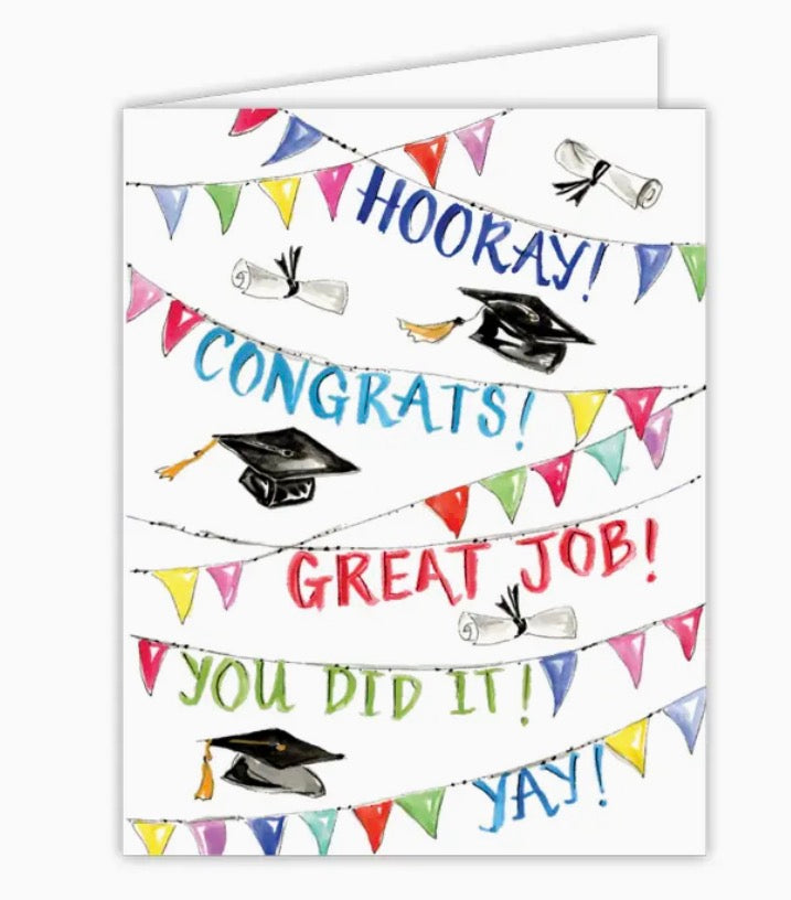“Hooray! Congrats!” Graduation Hand-painted Greeting Card