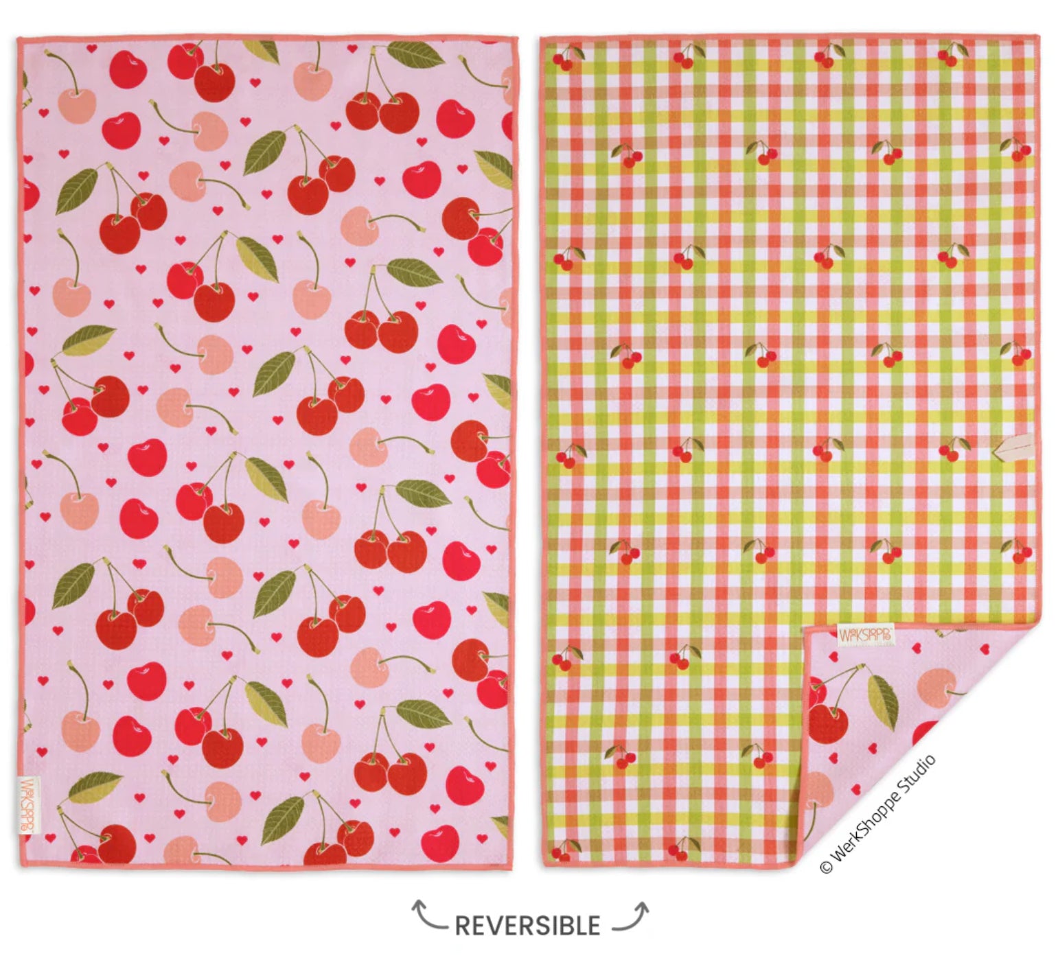 Cherry Hearts Microfiber Kitchen Dish Towel