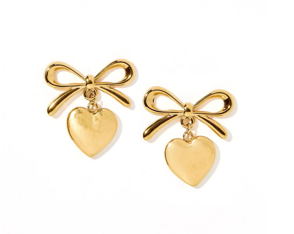 Ruthie Gold Bow Studs with Hearts