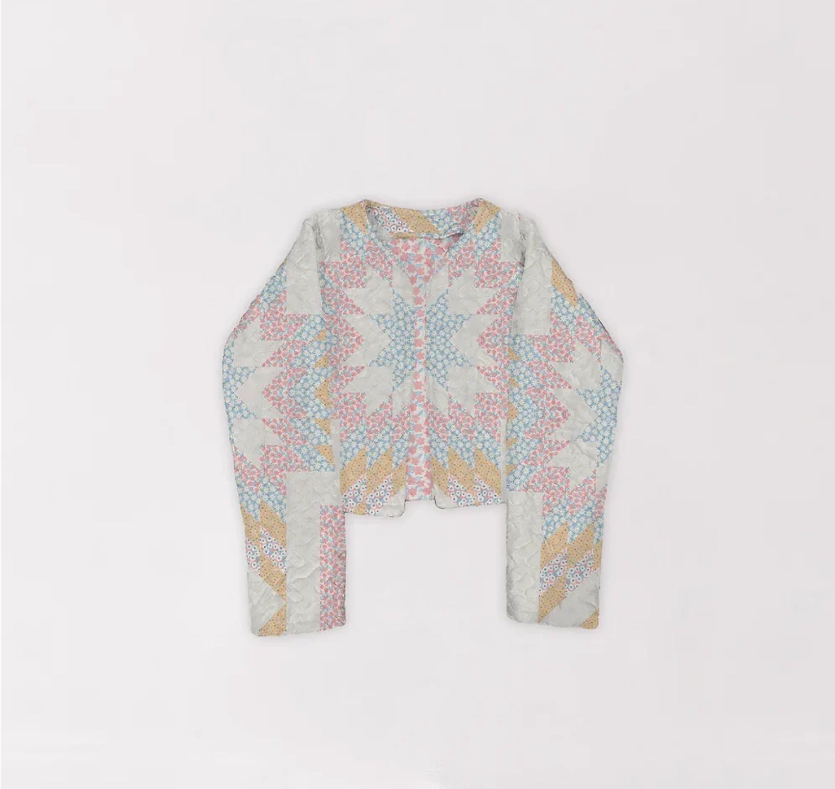 Adeline Pink Patchwork Quilted CROPPED Jacket- Ida Mae Home