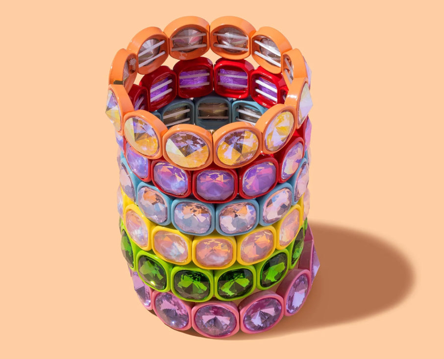 Elise Stretch Bracelet - Enamel w/ Large Stones