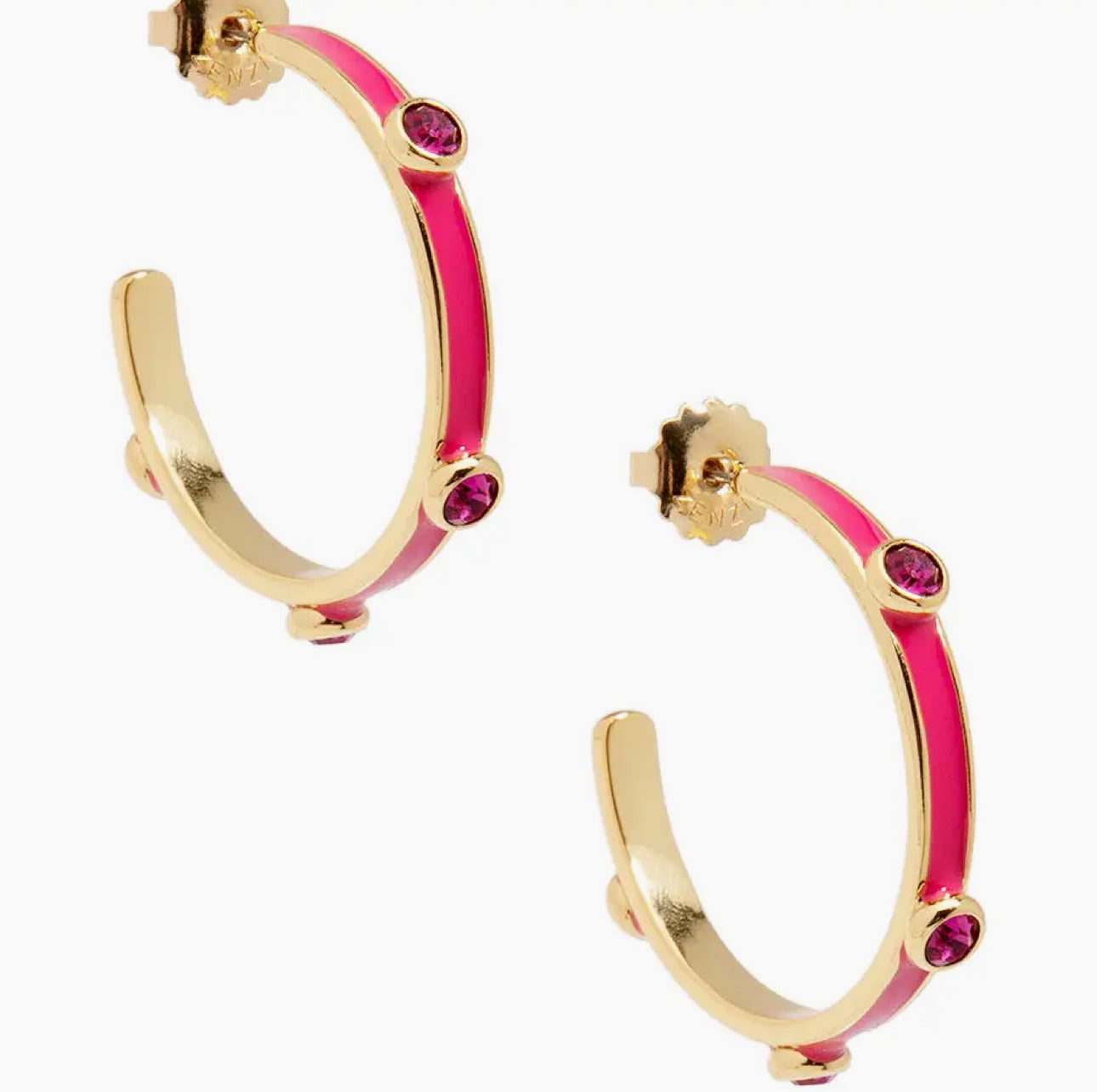 Enamel Crystal Hoop Earring