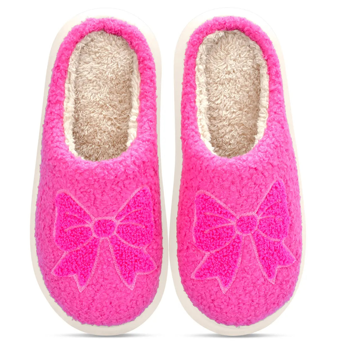 Pink Cozy Bow Slippers