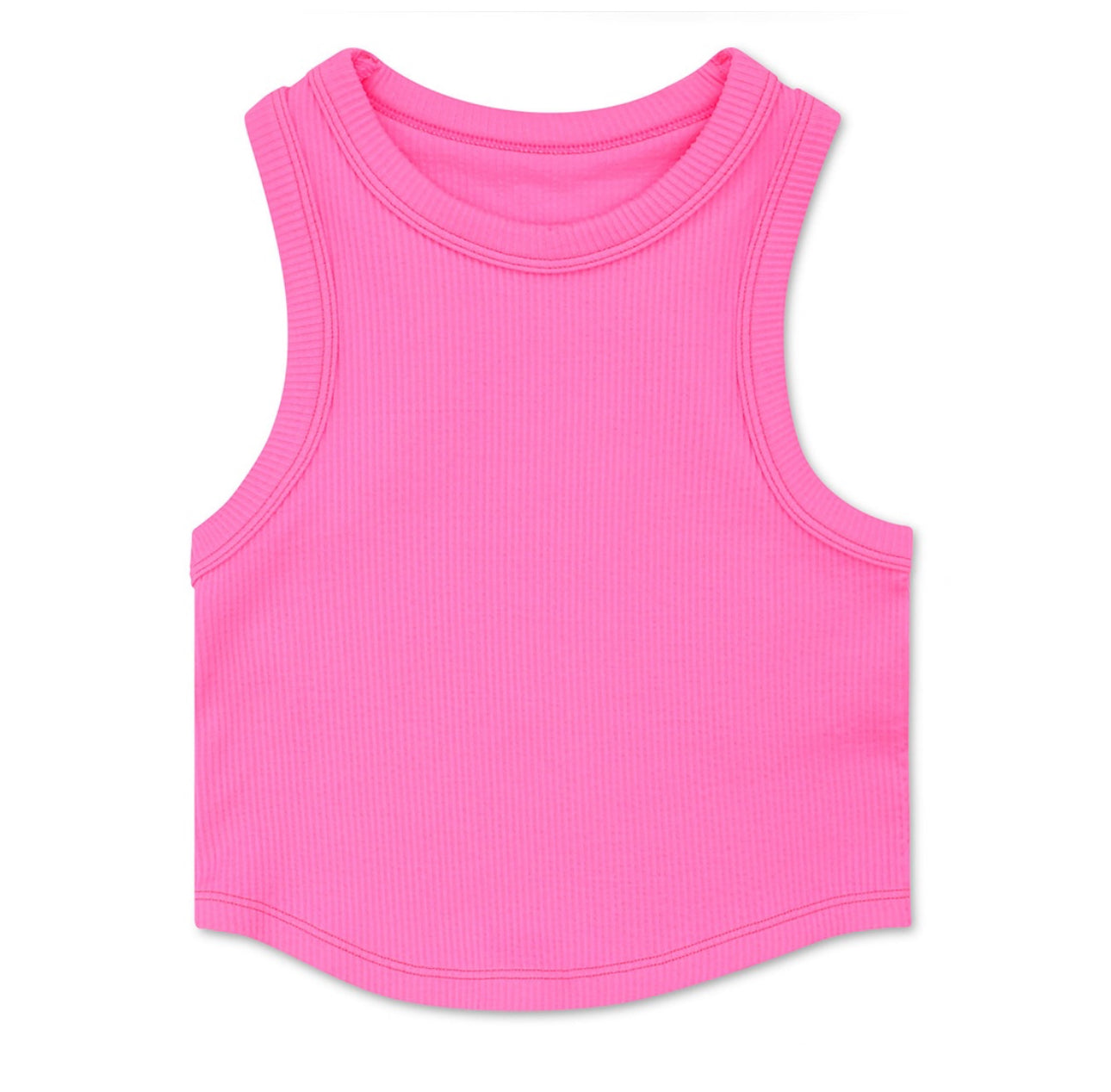 BRIGHT PINK CROPPED RACERBACK TANK