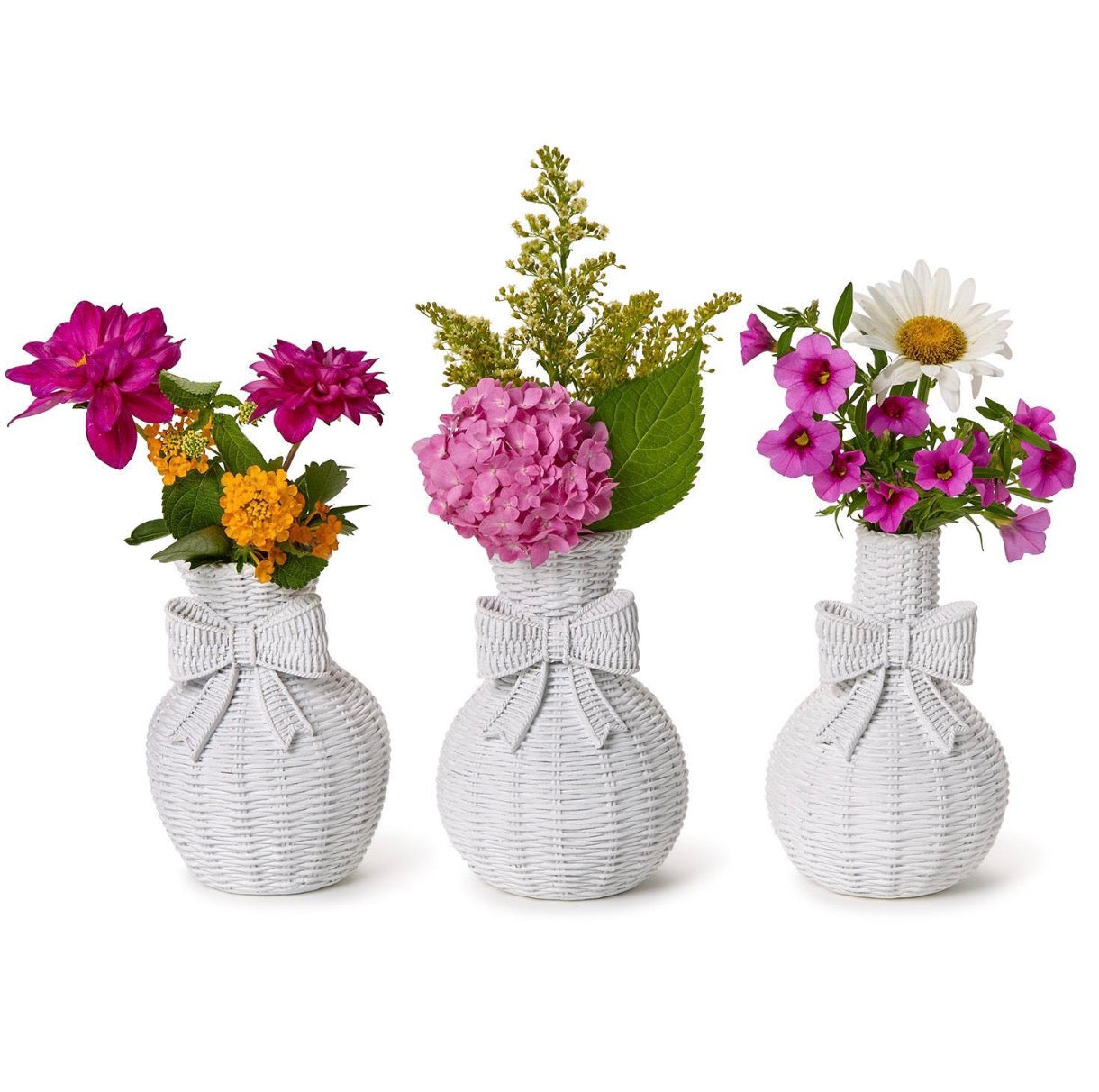 Bowed Beauties Basketweave Resin Vases | Set of 3