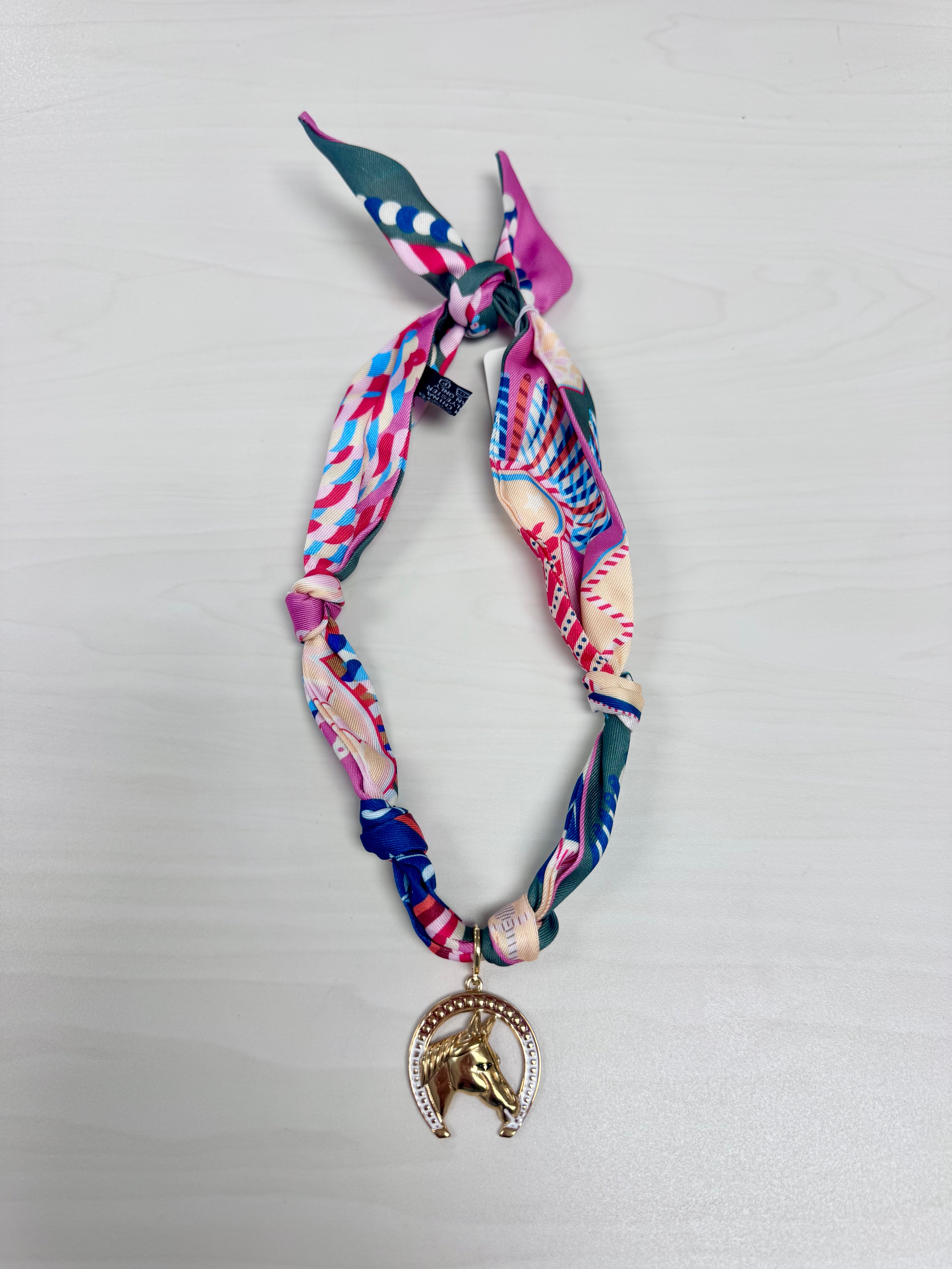 Horseshoe Charm Scarf Necklace