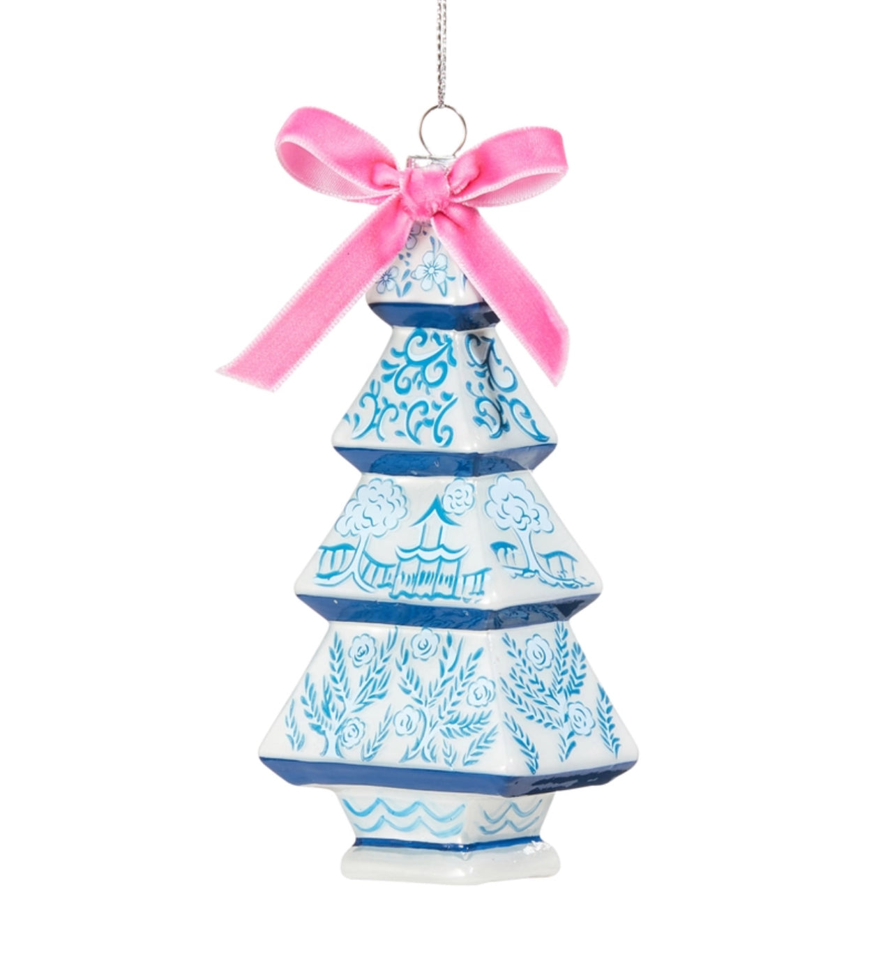 5.25” Chinoiserie Glass Tree Ornament