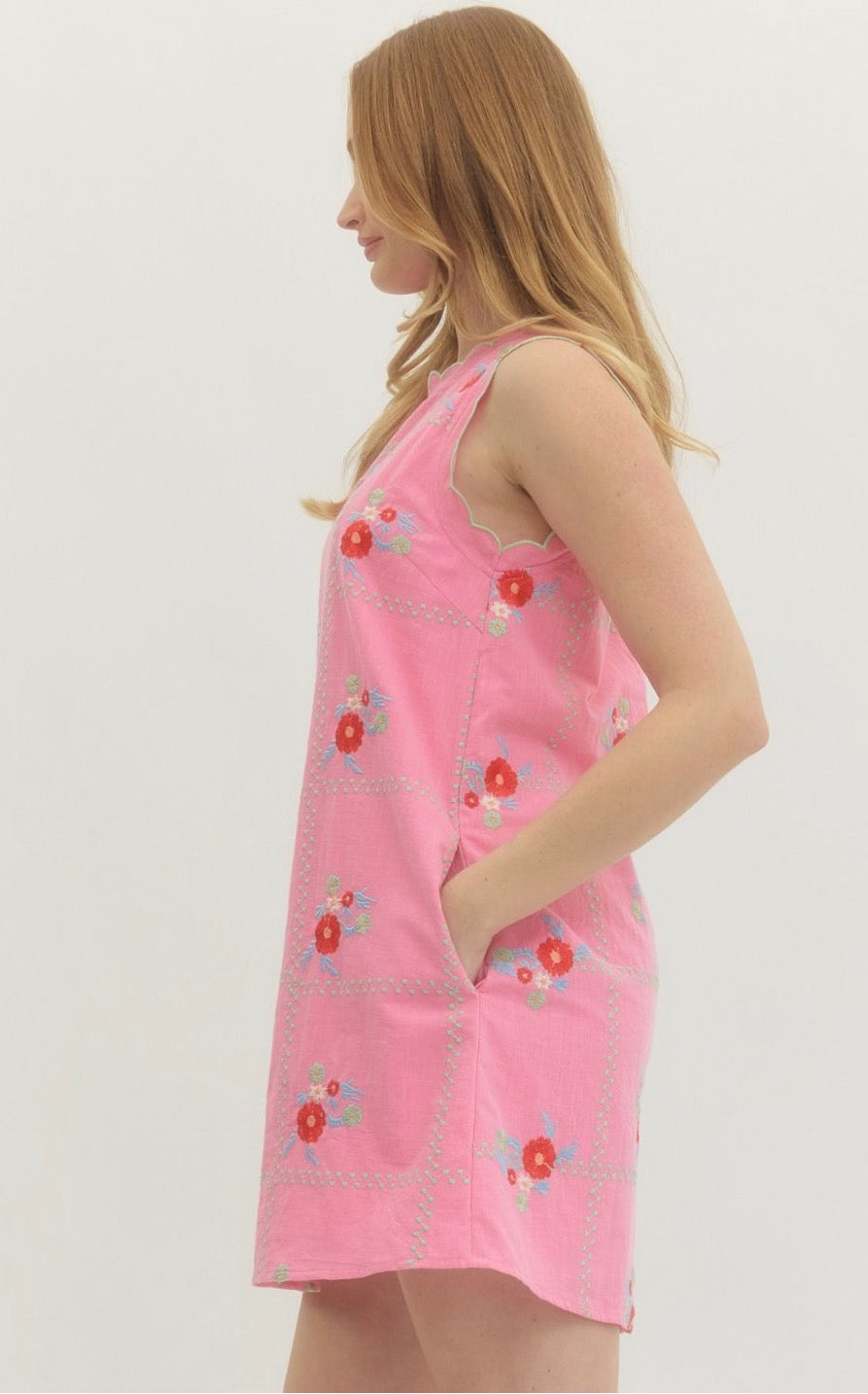Floral Embroidered Mini Dress