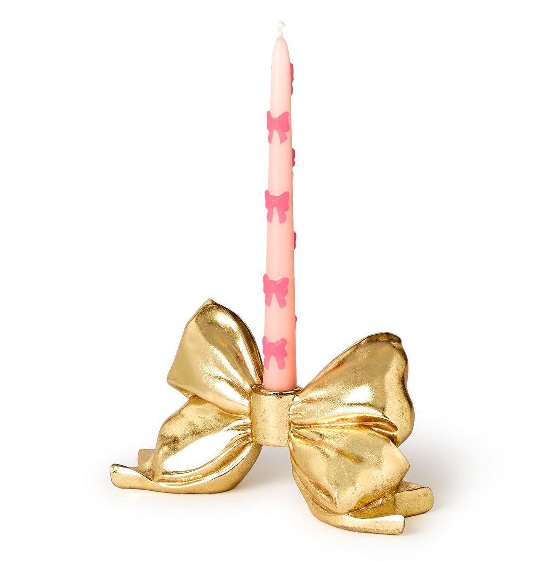 Resin Gold Bow Taper Candle Holder