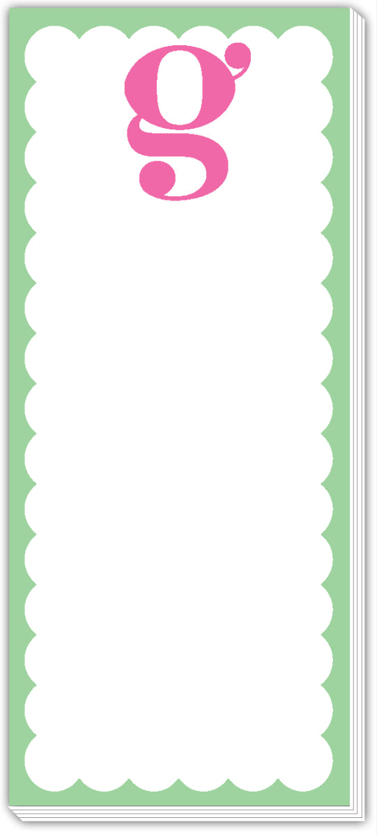 Roseanne Beck Skinny Scallop Monogram Notepad