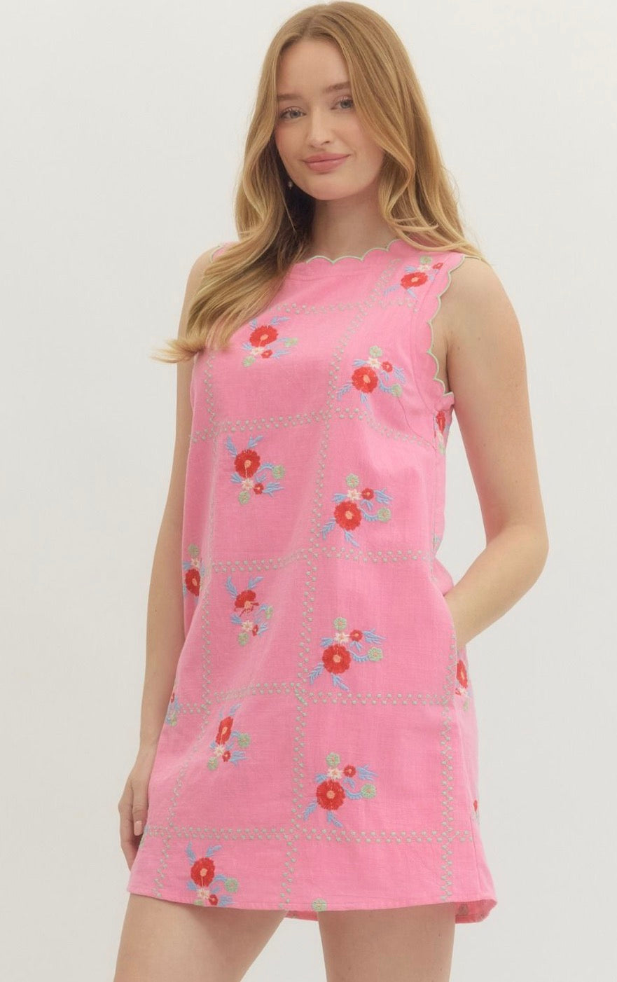 Floral Embroidered Mini Dress