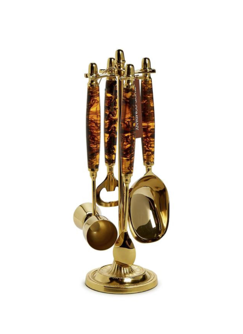 Tortoise Print Bar Set with Stand