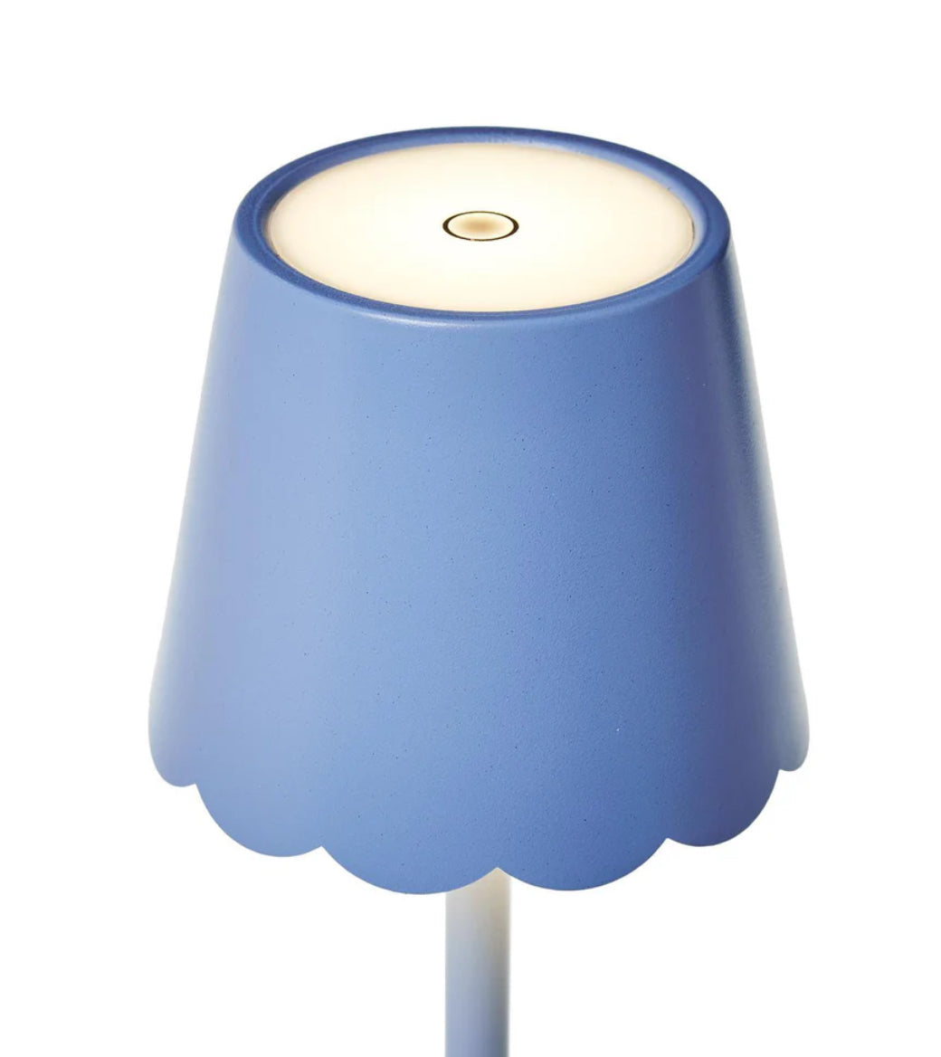 Cordless Rechargeable Scalloped Blue Table Lamp