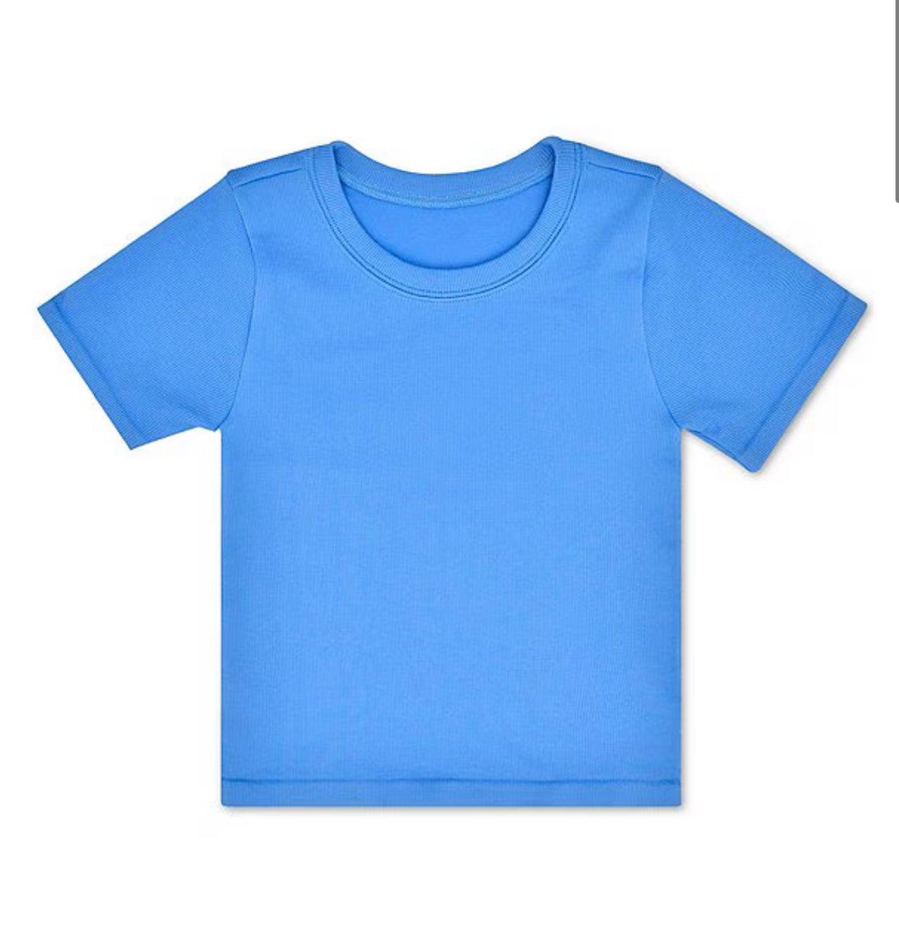 BRIGHT BLUE RIBBED SHORT SLEEVE SHIRT