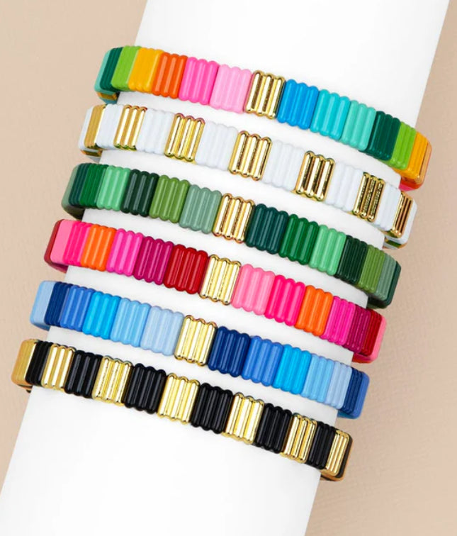 Ribbed Nadine Enamel Stretch Bracelet