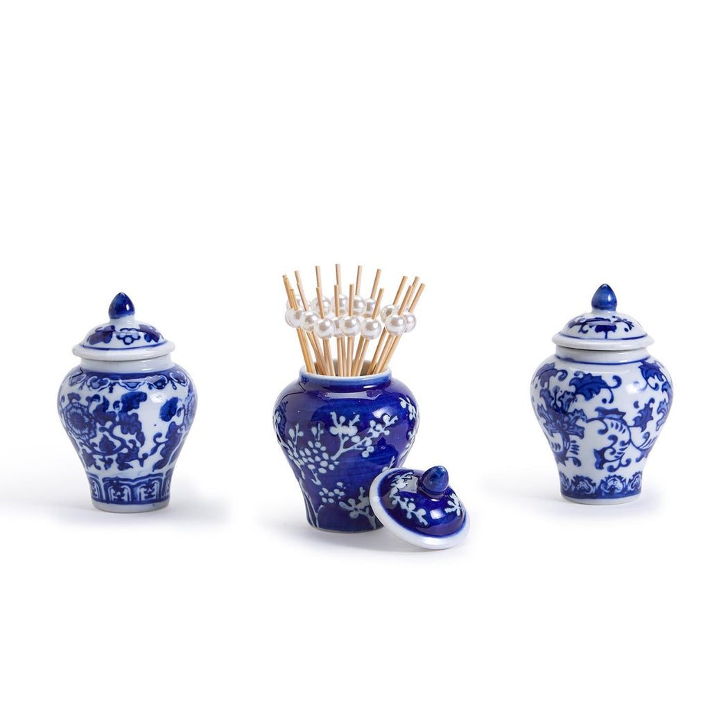 Mini Chinoiserie Ginger Jar with Bamboo Picks Asst Patterns