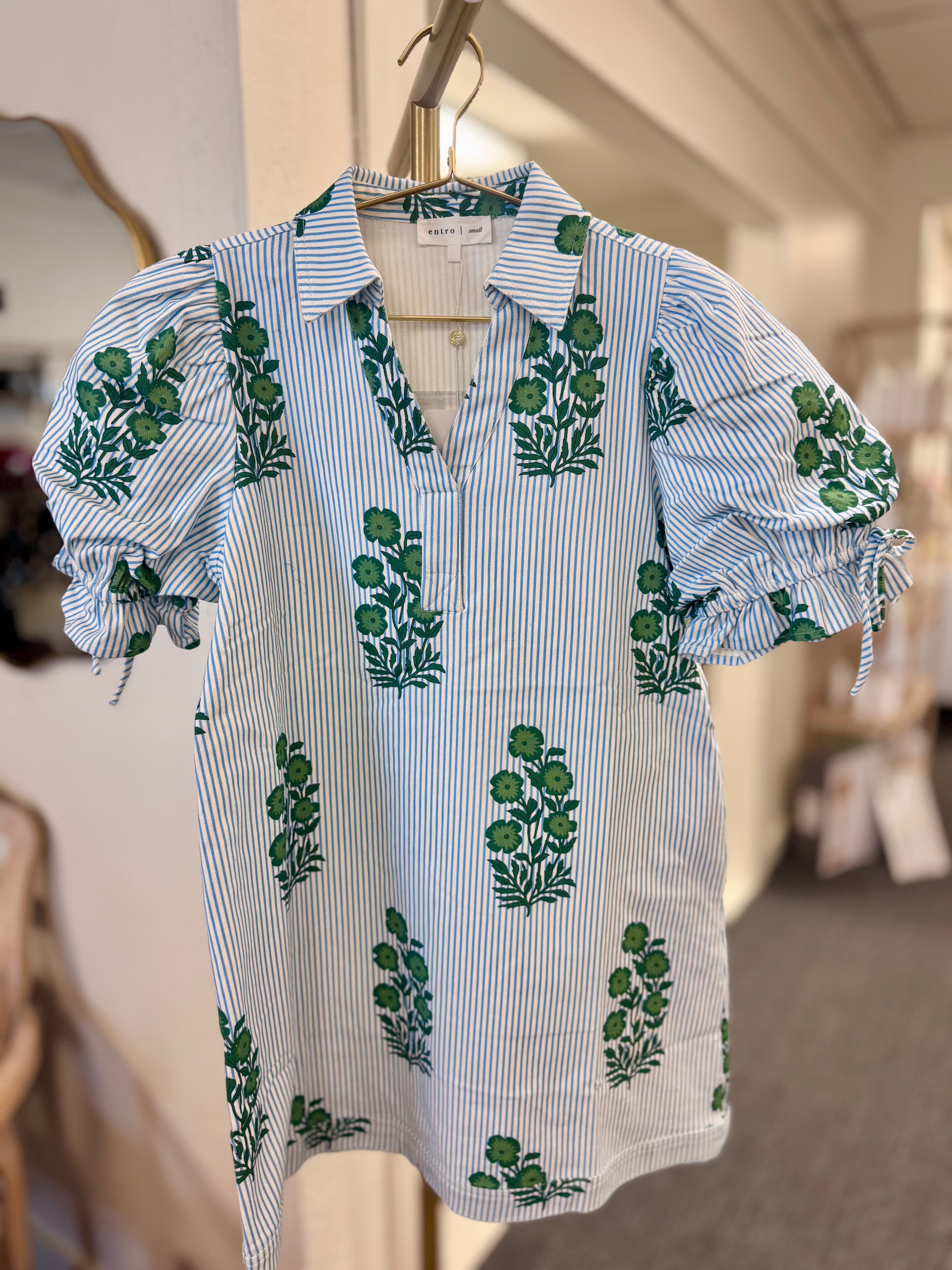 Mini Stripe Denim Block Print Dress