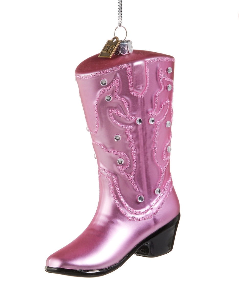 Pink Shiny Boot Ornament