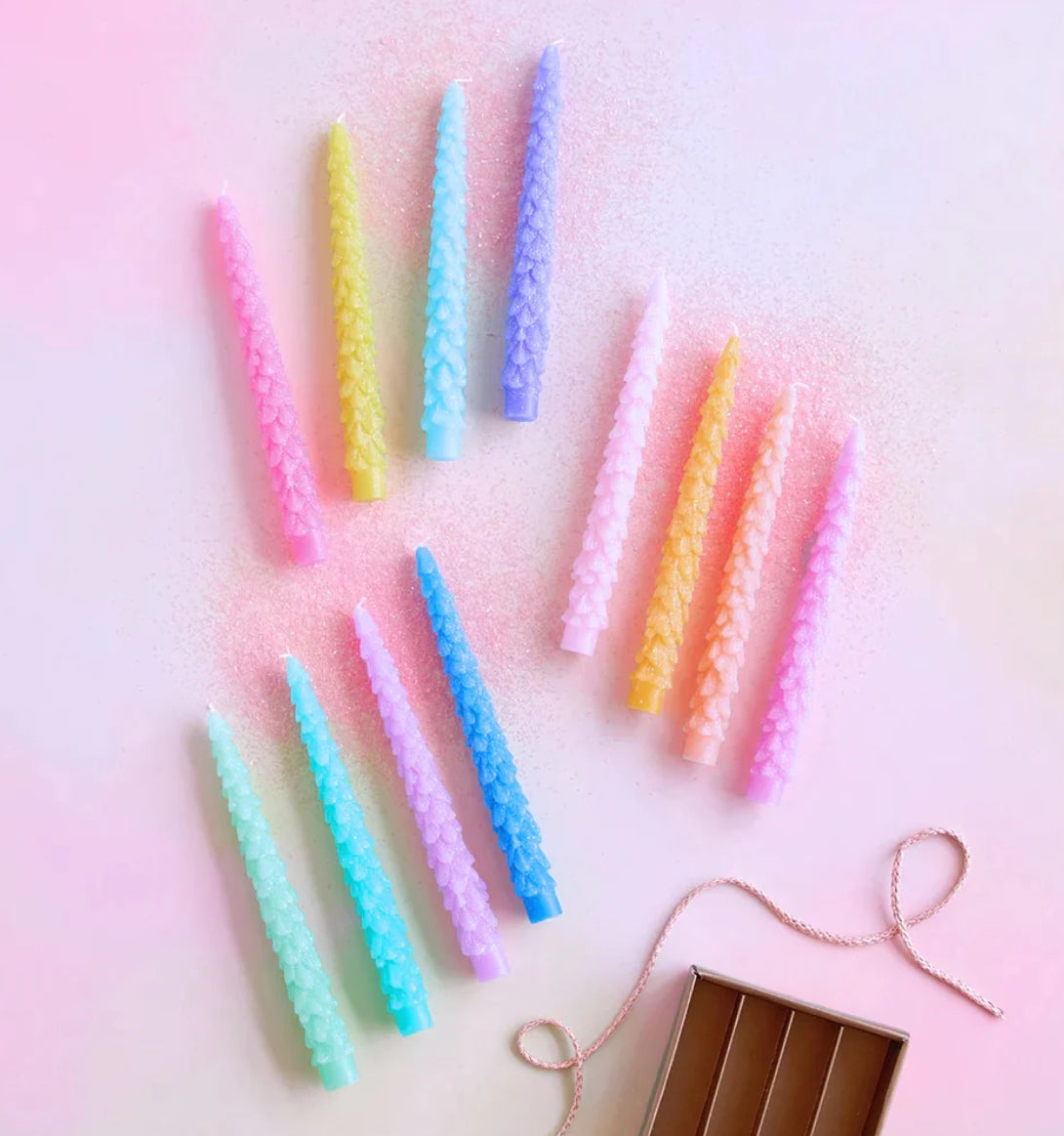 Glitterville Rainbow Tree Taper Candle Set