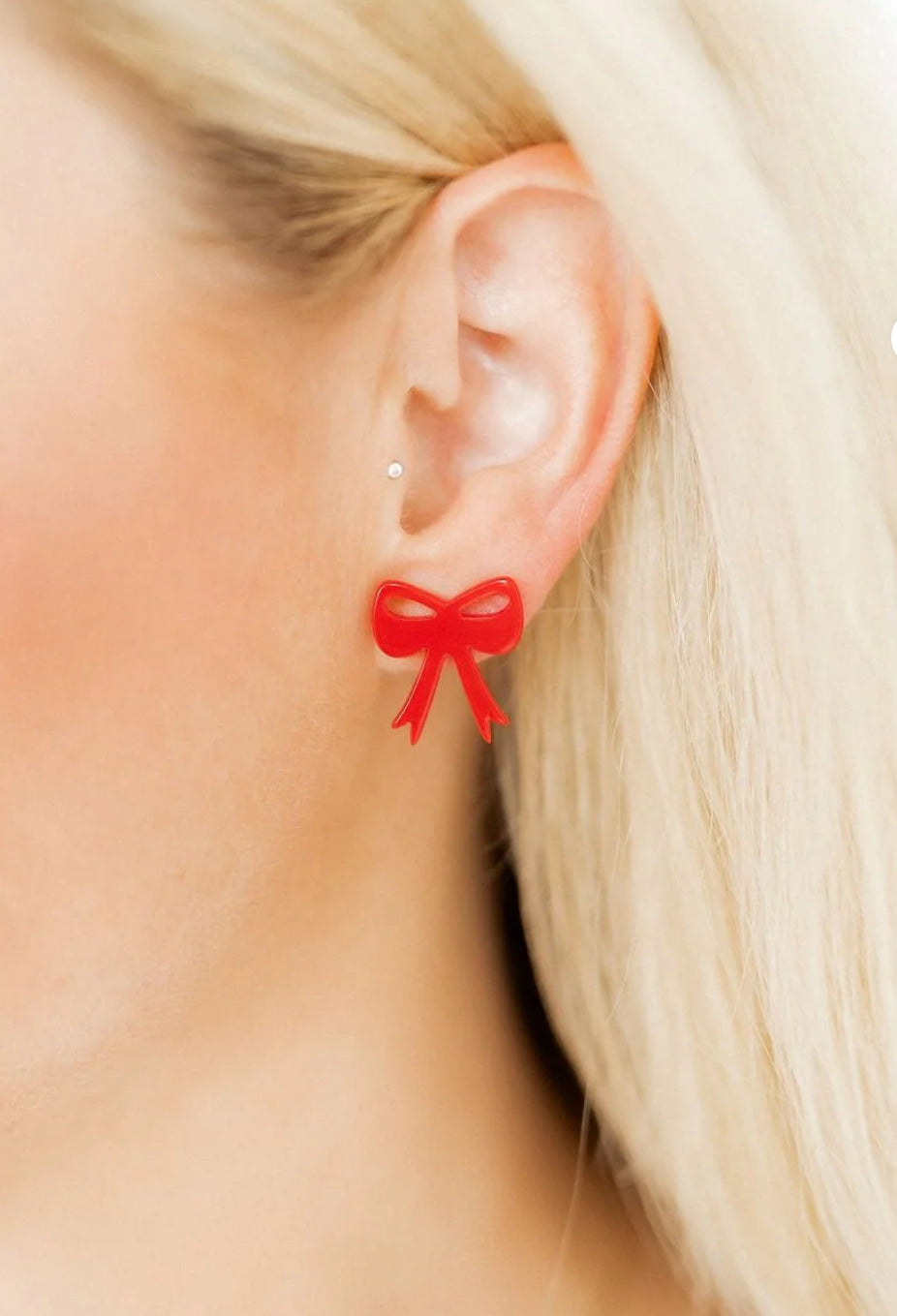 Sophia True Red Bow Studs