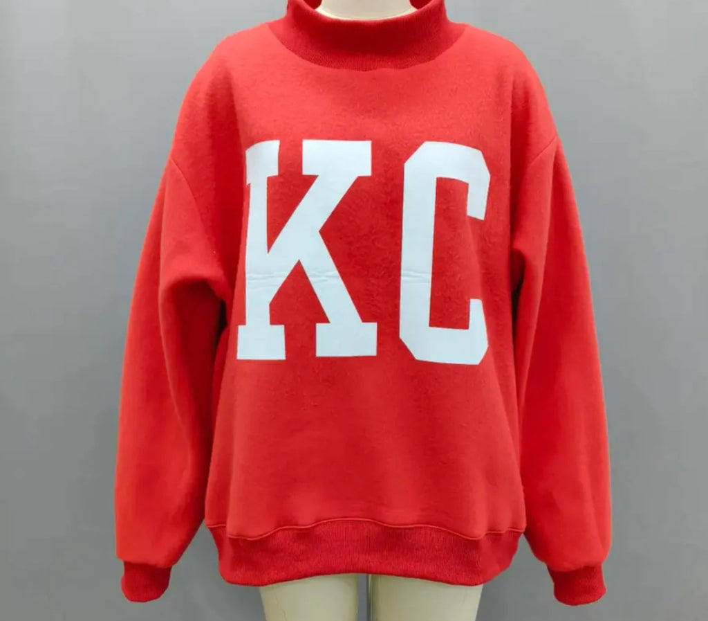 KANSAS CITY & KC Reversible Mockneck Sweatshirt | RED/WHITE