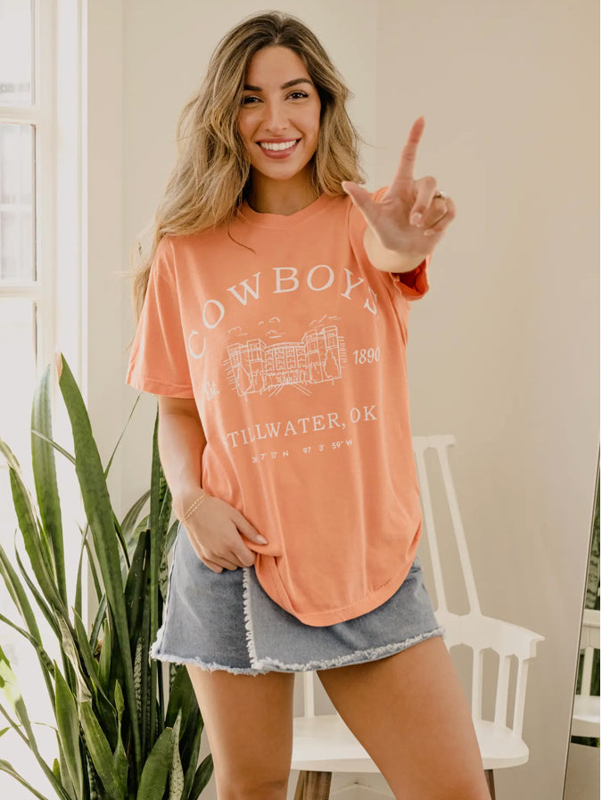 Orange OSU Stadium Coordinates Tee
