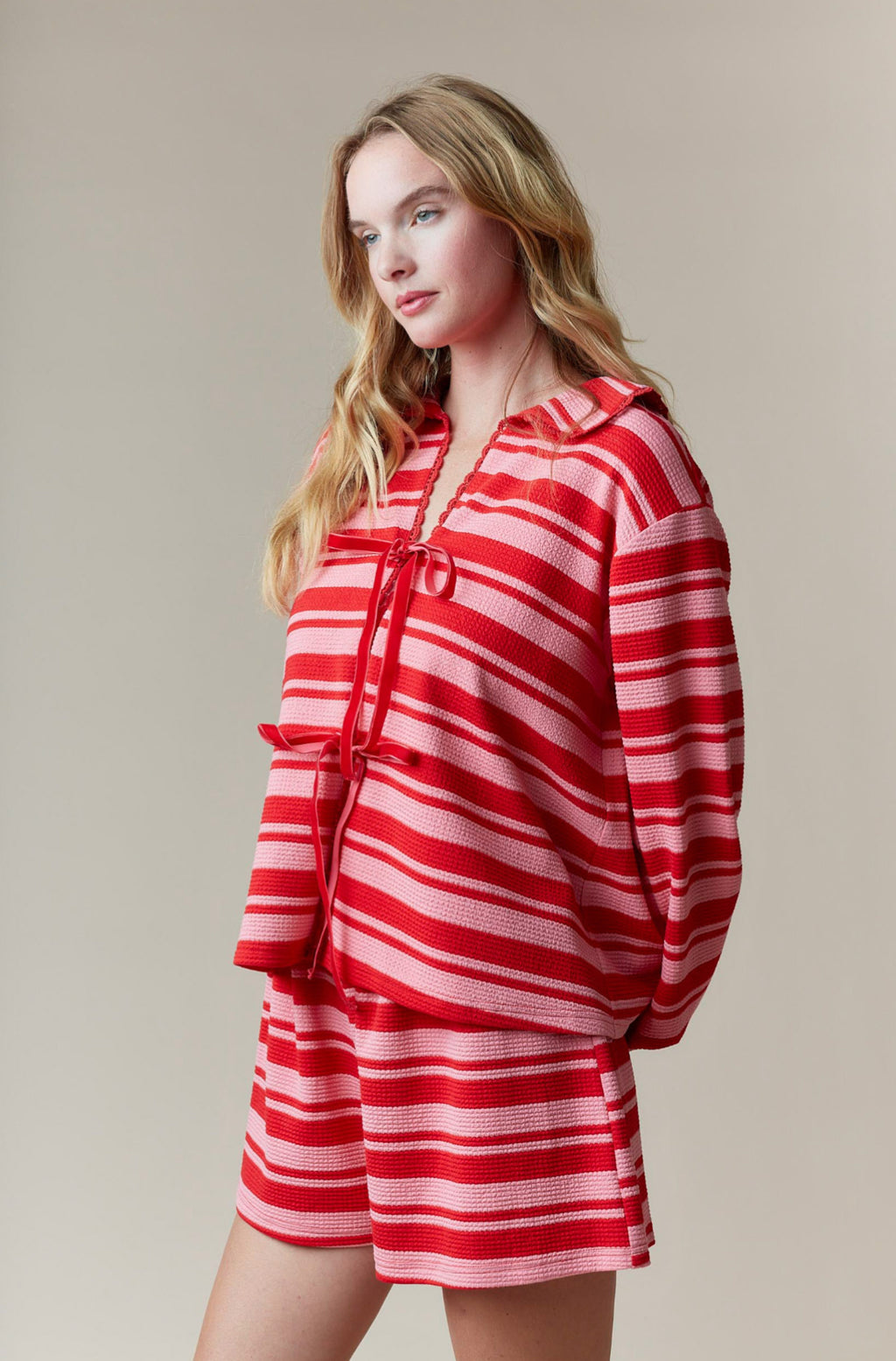 Red/Pink Textured Knit Set