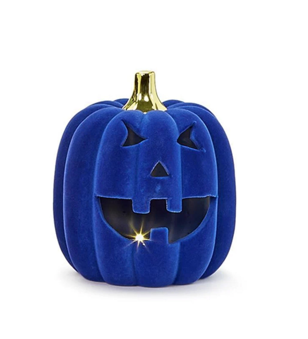 LED Flocked Ceramic Pumpkins