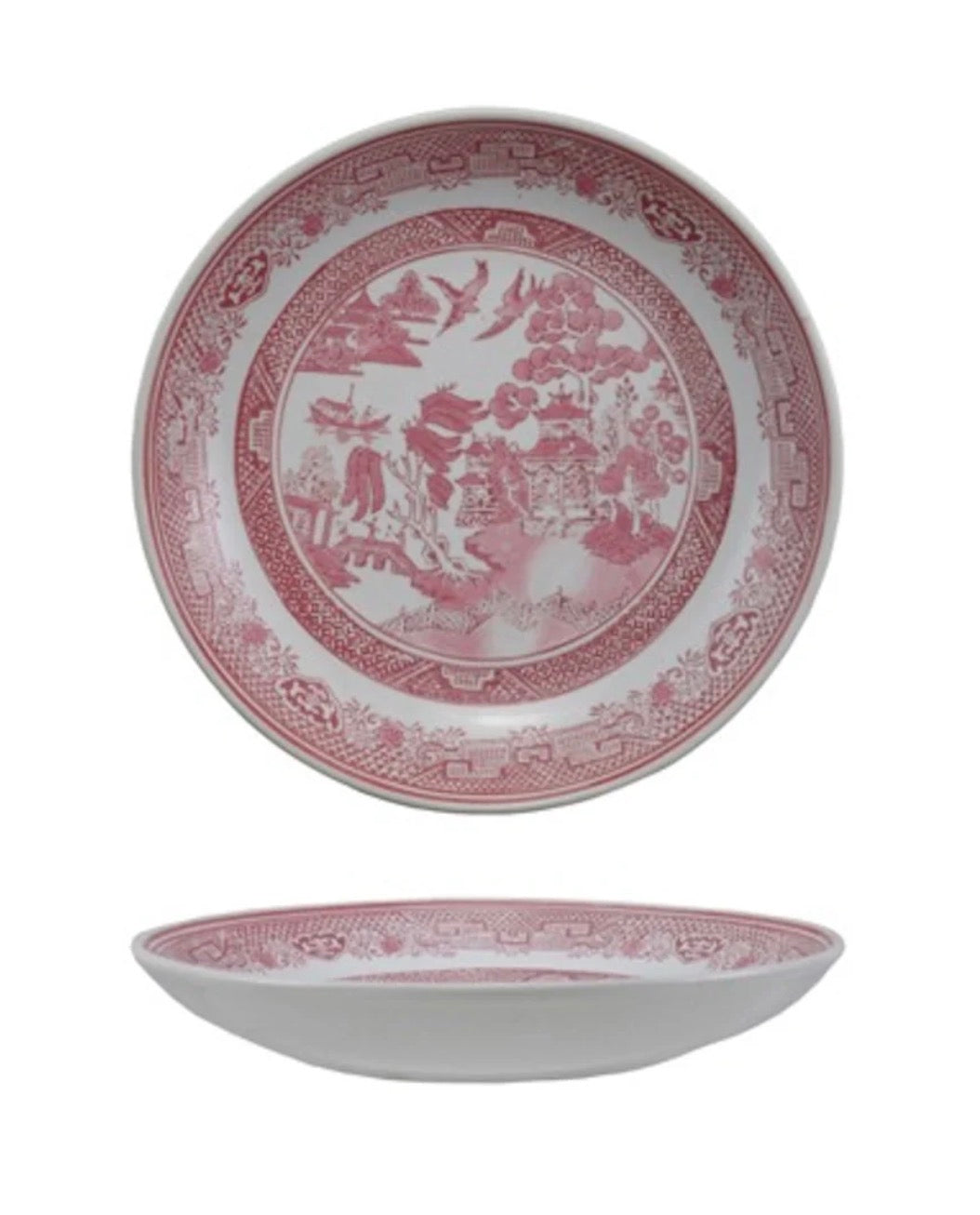 14” Pink Stamped Stoneware