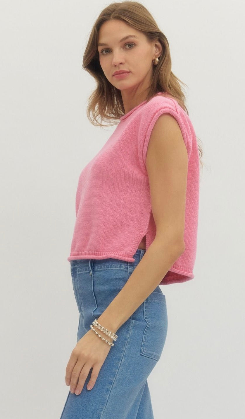 Pink Sweater Knit Top