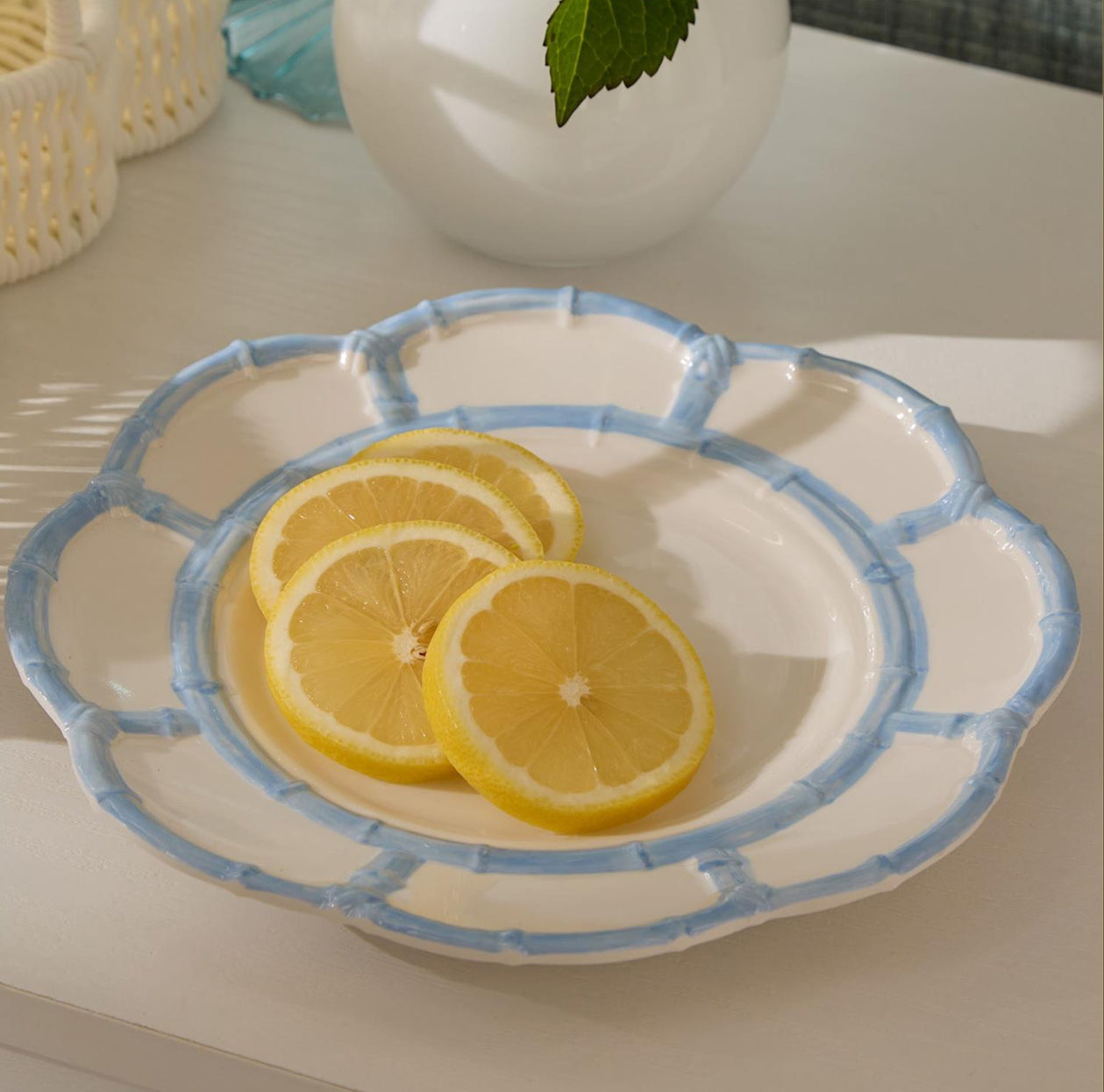French Blue Bamboo Melamine Salad Plate Set of 4